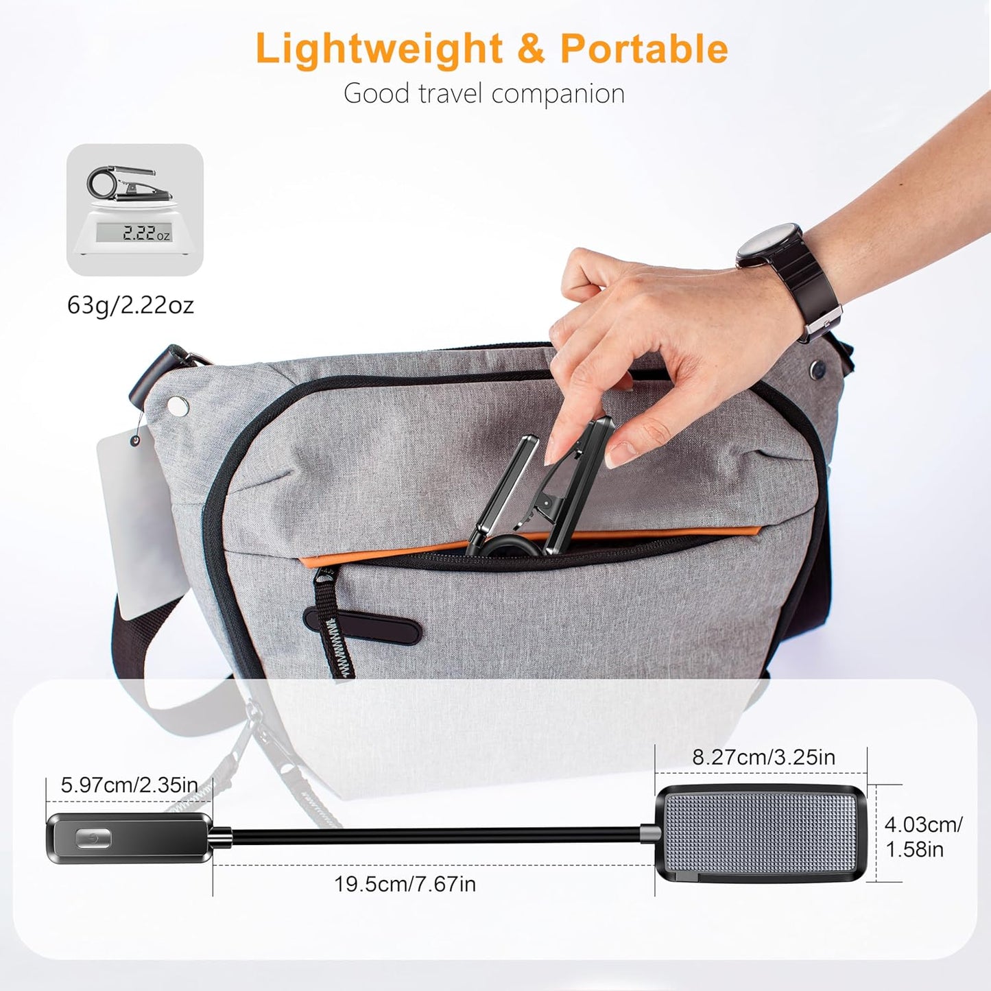 9 LED Rechargeable Book Light for Reading in Bed - Eye Caring 3 Color Temperatures,Stepless Dimming Brightness,80 Hrs Runtime Small Lightweight Clip on Book Reading Light for Studying