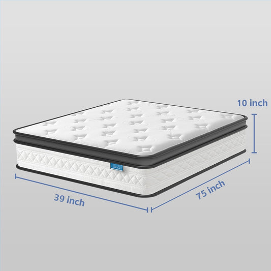 Full Size Mattress, 10 Inch Cooling Hybrid Full Mattress in a Box, Medium Firm with Gel Memory Foam & Pocket Coils, Motion Isolation, Pressure Relief, Certipur-Us