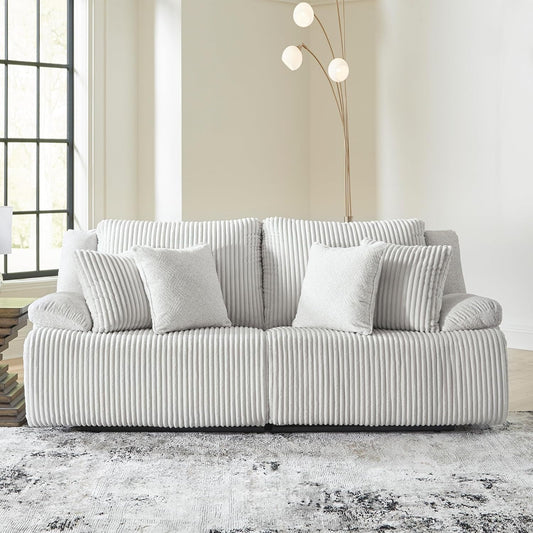 Top Tier Coastal 2-Piece Reclining Sectional Loveseat with 4 Accent Pillows, Light Gray