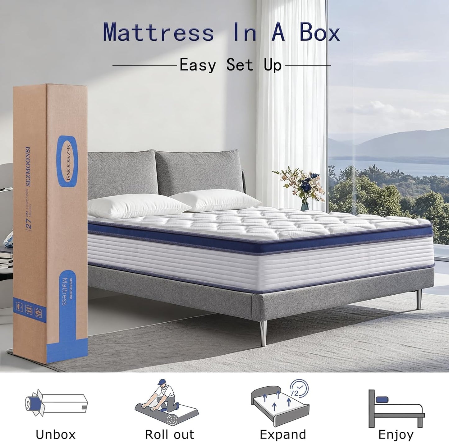 Full Size Mattress 12 Inch, Hybrid Full Mattress with Memory Foam & Pocket Springs, Certipur-Us Certified, Medium Firm, Motion Isolation, Full Bed Mattress in a Box for Pressure Relief