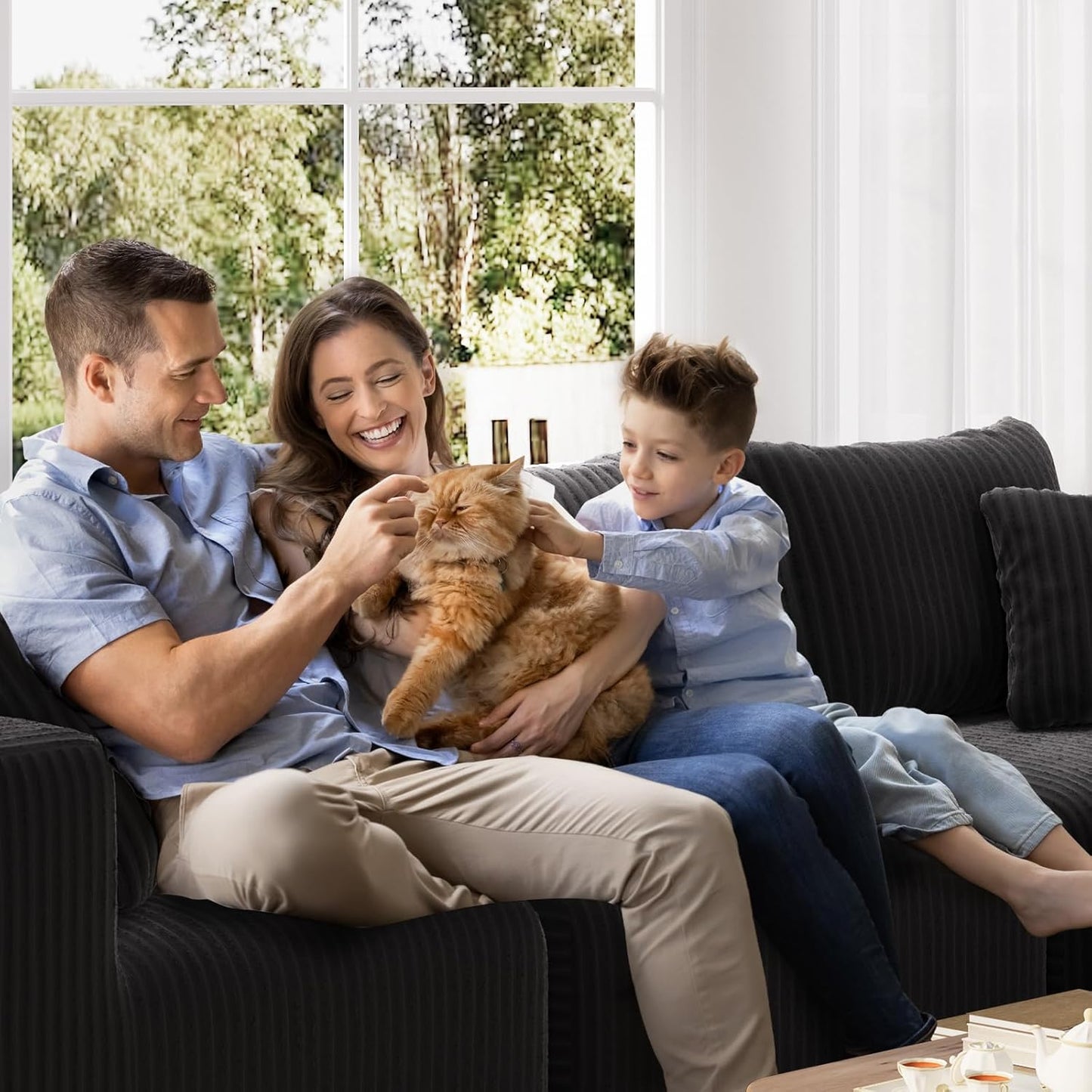 106" Modular Sectional Sofa, Modern Cloud Sectional Couch with Smarts Coil® Support, L-Shape Boneless Couch for Living Room Apartments Bedroom, No Assembly Required (3 Seater + 1 Ottoman)