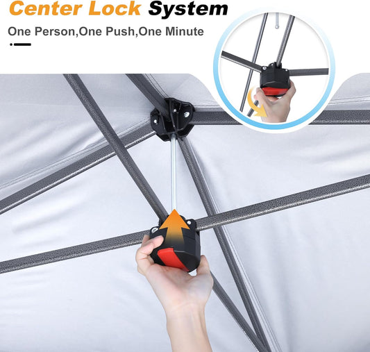 Pop up Gazebo 13X13 - Outdoor Canopy Tent with Mosquito Netting for Patio Garden Backyard(Gray)