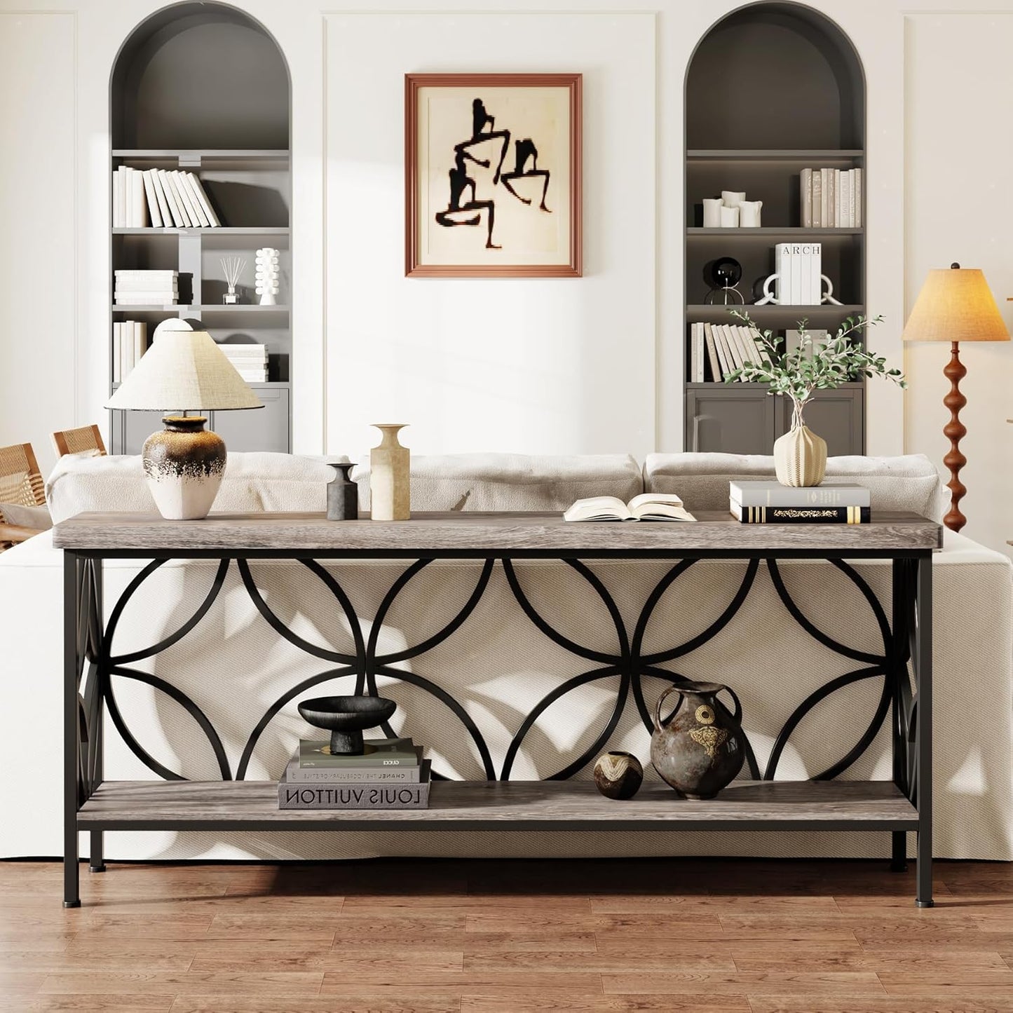 Sofa Table, 70.9 Inch Industrial behind Couch Table with Storage Shelves, Narrow Long Console Table for Entryway, Living Room, Foyer, Hallway, Office