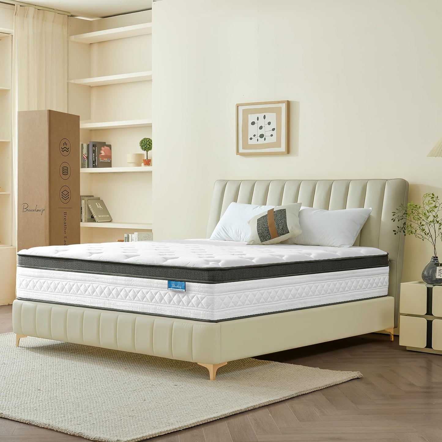 Full Size Mattress, 10 Inch Cooling Hybrid Full Mattress in a Box, Medium Firm with Gel Memory Foam & Pocket Coils, Motion Isolation, Pressure Relief, Certipur-Us