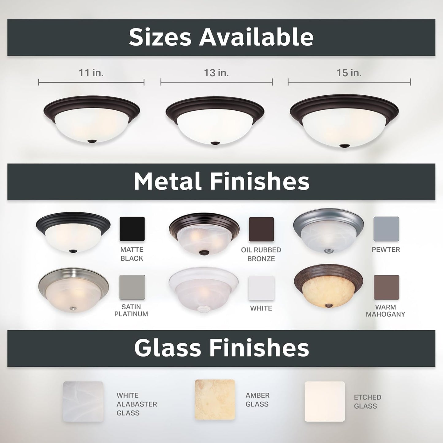 Reedley 3-Lights Flush Mount Ceiling Light, 15 Inch Lighting Fixture for Kitchen, Bedroom, Bathroom, and Hallway, Oil Rubbed Bronze with Etched Glass, 1257L-ORB-W