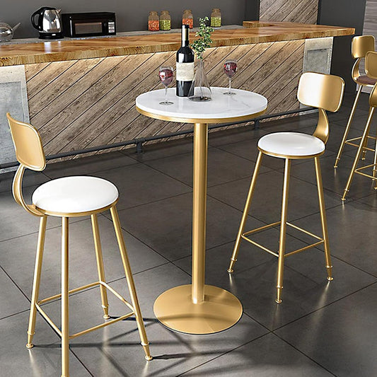 Gold High Top Marble Pub Table - 22" W, Modern Style Cocktail Table for Parties, Living Room, Kitchen, Dining Room (High: 105Cm/41Inch)
