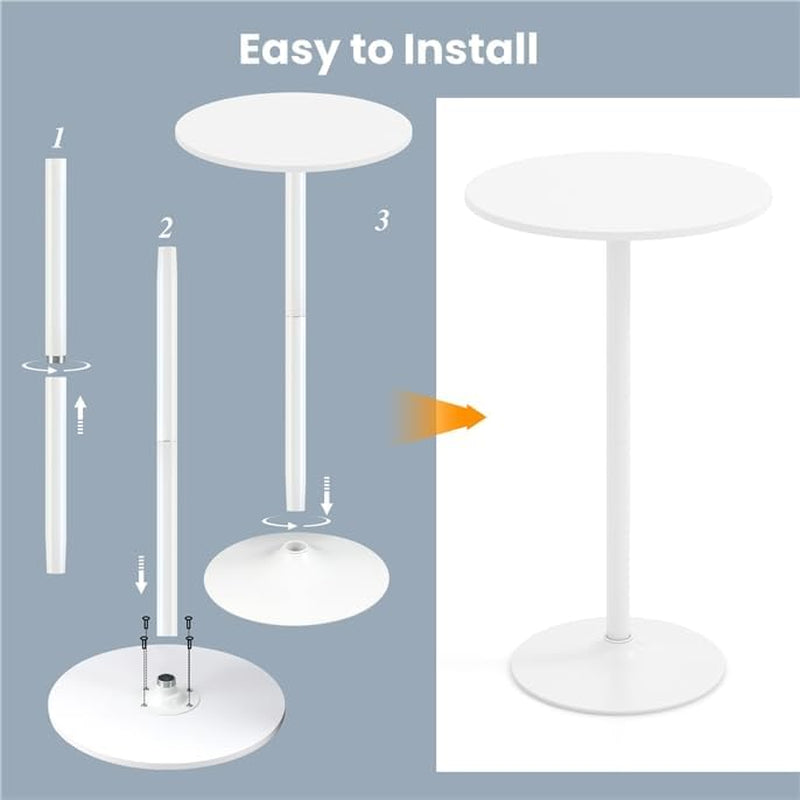 Cocktail Table,Two-In-One Modern Style Standing Circular Bar Table 40"/22" Two Convertible Height Suitable for Dining Room, Restaurant, Kitchen (6, White)