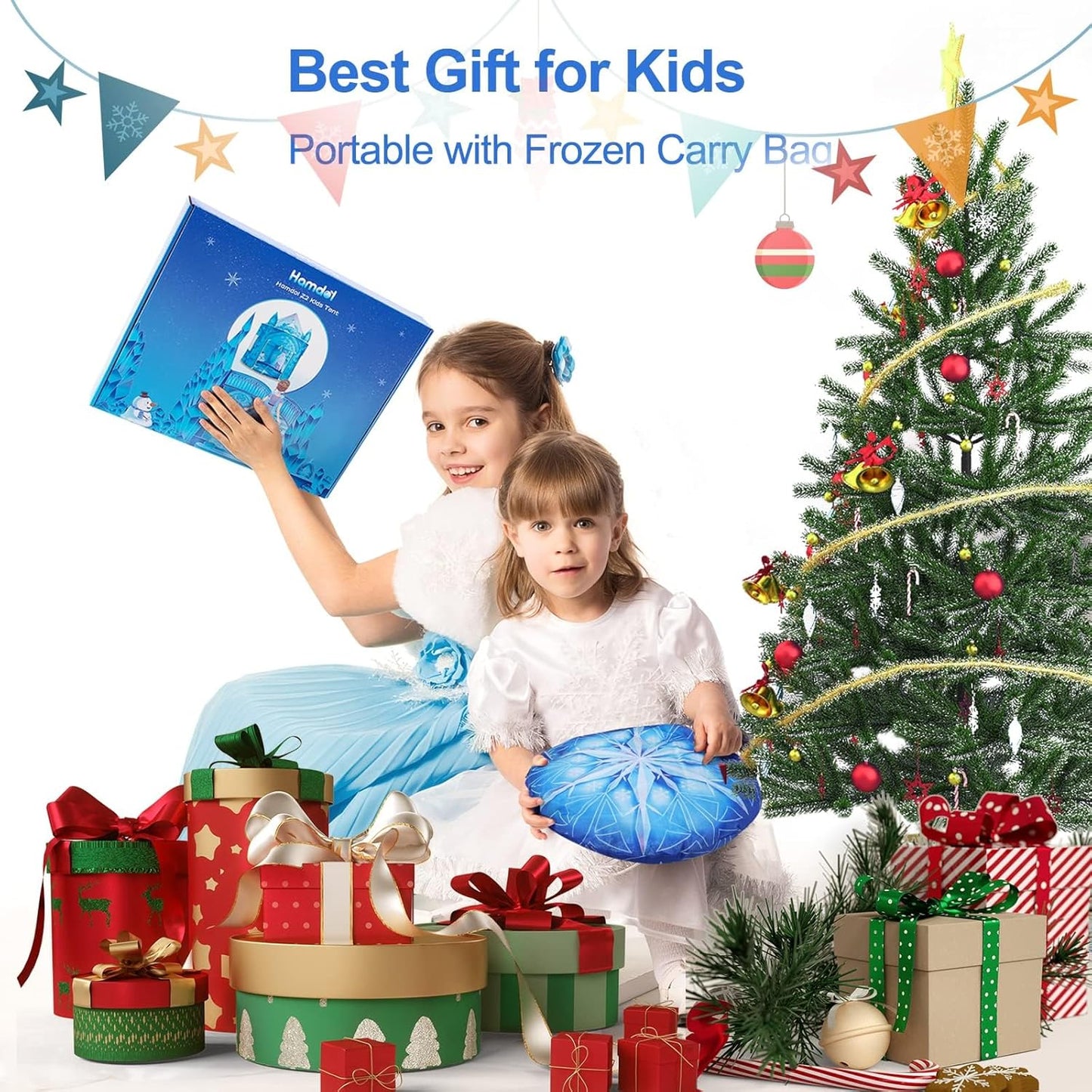 Princess Play Tent for Girls, Frozen Toy, Ice Castle Kids Playhouse for Indoor & Outdoor, Imaginative Castle Tent with Carry Bag, Perfect Easter, Birthday & Valentine Gift for Girls Ages 2–8