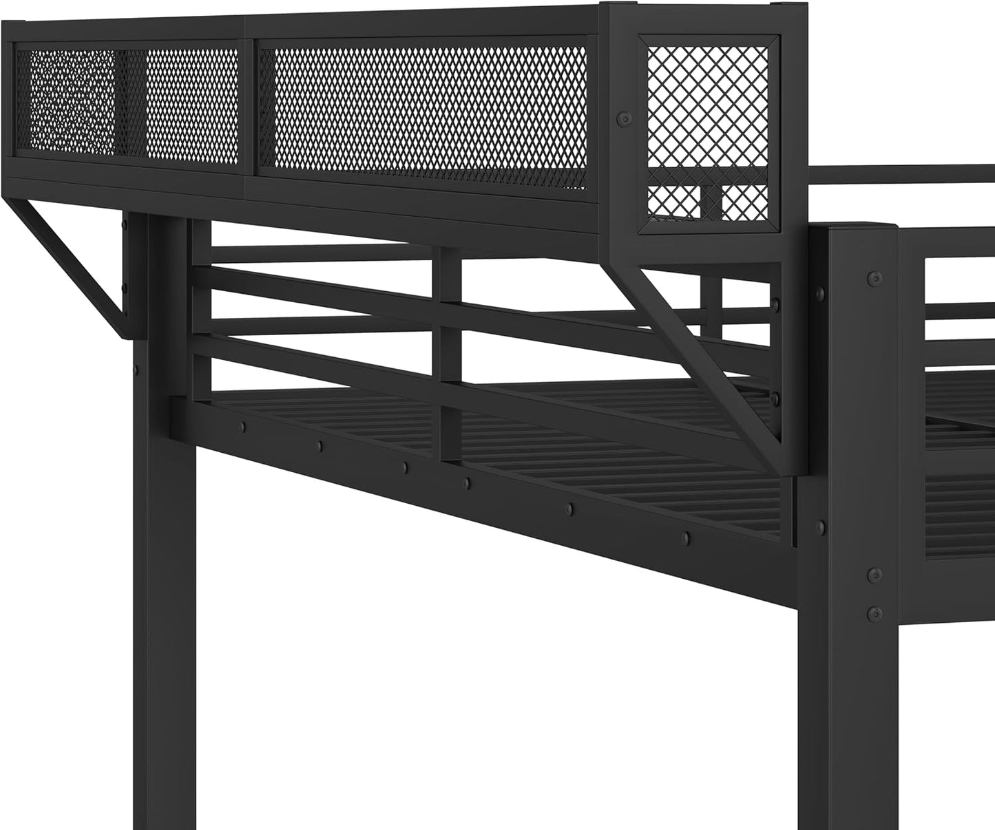 Queen over Queen Metal Bunk Bed with Storage Drawers and Shelves, Heavy Duty Bunk Beds with LED Lights and Charging Station for Kids,Adults,Convertible into a Sofa Bed,Black