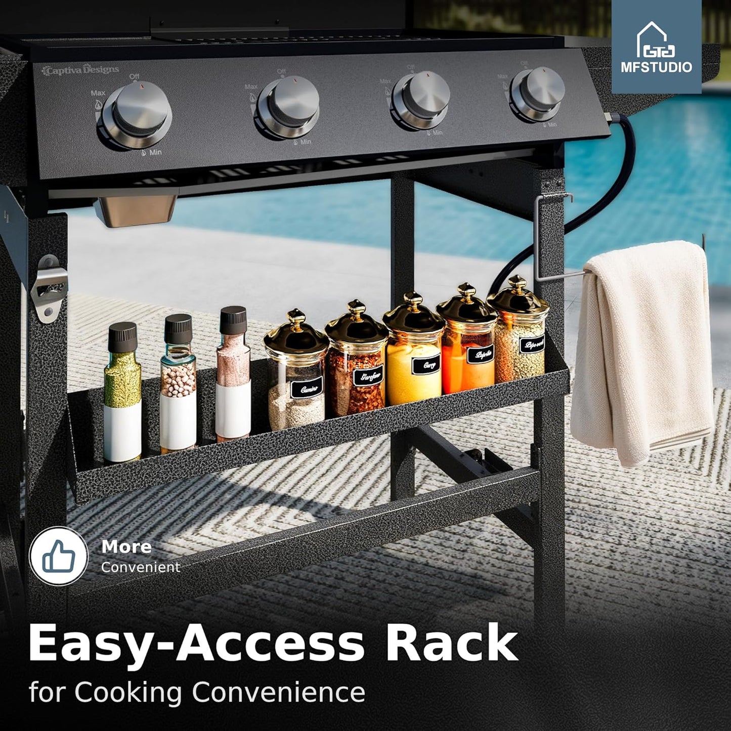 3-In-1 Stove and Griddle Combo Gas Grill 4-Burner Propane Grills 52,000 BTU High Output for Outdoor Patio Barbecue and Meals