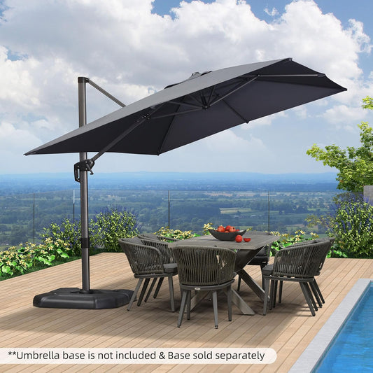 9' X 11.5' Patio Umbrella Outdoor Cantilever Rectangle Umbrella Aluminum Offset Umbrella with 360-Degree Rotation for Garden Deck Pool Patio, Grey