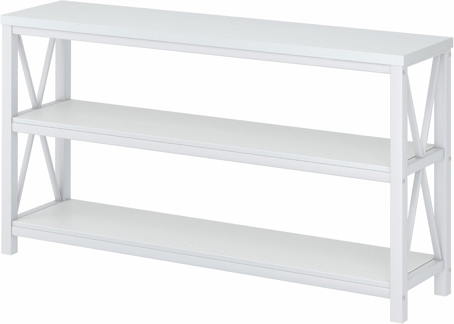 Console Table for Entryway, Long Sofa Table with 3 Tier Shelves, Modern White Hallway Tables for Living Room (55 Inch, White Oak)