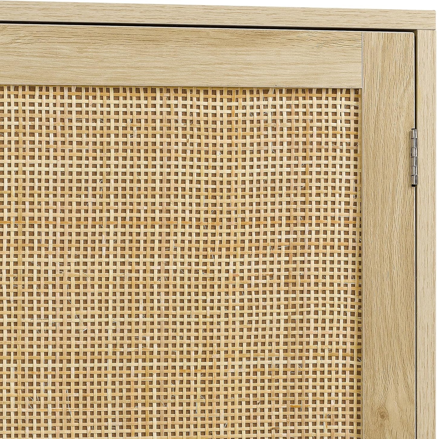 Sideboard Buffet Cabinet, Kitchen Storage Sideboard with Rattan Decorated Doors, Liquor Coffee Buffet, Dining Room, Hallway, Console Table, Accent Cabinet, 31.5X 15.8X 34.6 Inches, Natural