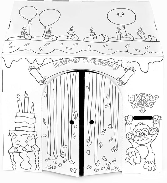 Birthday - Kids Art & Craft for Indoor & Outdoor Fun, Color, Draw, Doodle – Decorate & Personalize the Cardboard Fort, 32" X 26. 5" X 40. 5" - Age 3+