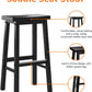 Solid Wood Saddle-Seat Kitchen Counter Barstool with Footrest, Easy Assembly - 29-Inch Height - Black - Set of 2