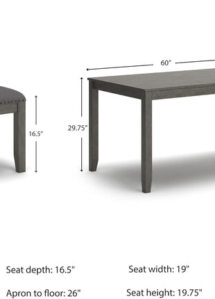 Caitbrook Rustic 7-Piece Dining Set by Signature Design by Ashley - Rectangular Table with Six X-Back Upholstered Chairs in Gray