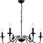 Farmhouse Chandelier for Dining Room: 6-Light Black Industrial Kitchen Island Pendant Light Fixture - Rustic Candle Chandeliers Vintage Modern Hanging Ceiling Lamp for Bedroom Foyer