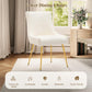 Velvet Dining Chairs Set of 2 with Gold Metal Legs, Modern Upholstered Kitchen Chair with Pull Handle & Pleated Back, Mid Century Accent Chair for Vanity,Dining,Kitchen,Living Room, Beige