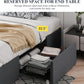Queen Size Platform Bed Frame with 3 Storage Drawers, Fabric Upholstered, Wooden Slats Support, No Box Spring Needed, Noise Free, Easy Assembly, Dark Grey