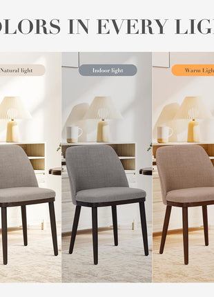 Set of 6 Modern Upholstered Dining Chairs with Back Support and Wooden Legs for Kitchen and Dining Room, Camel Color