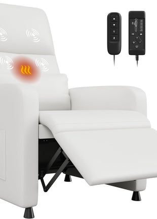 Ergonomic Power Recliner Chair with Heat and Massage Function, Adjustable Electric Recliner in PU Leather, Tall Back and Padded Seat for Home Theater Seating in Living Room