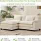 86" Modular Sectional Sofa, Comfy Cloud Couch Sectional Sofa with Ottoman, Chenille Sofa Sleeper Deep Seat Sofa with Throw Pillows for Living Room (Beige White, 86"- L Shape)