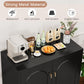 Kitchen Buffet with Storage, Metal Buffet Table with Doors and Adjustable Shelves, 33" Tall Kitchen Sideboard, Modern Coffee Bar Console Cabinet for Living, Dining Room,Black, Assemble Required