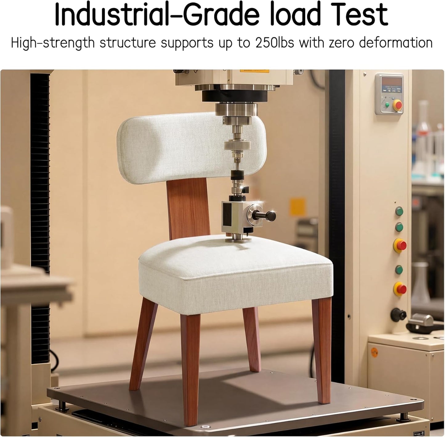 Mid Century Modern Dining Chairs Set of 4, Upholstered Dining Room Chairs with Curved Back, Linen Fabric Kitchen Chairs with Solid Wood Leg, Accent Chairs for Dining Room Kitchen, Linen Beige