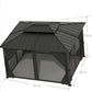 10X12 Ft Hardtop Gazebos with Heavy Duty Double Roof, Nettings and Curtains Galvanized Steel Outdoor Gazebos for Patio, Backyard, Deck, Lawn (Grey)