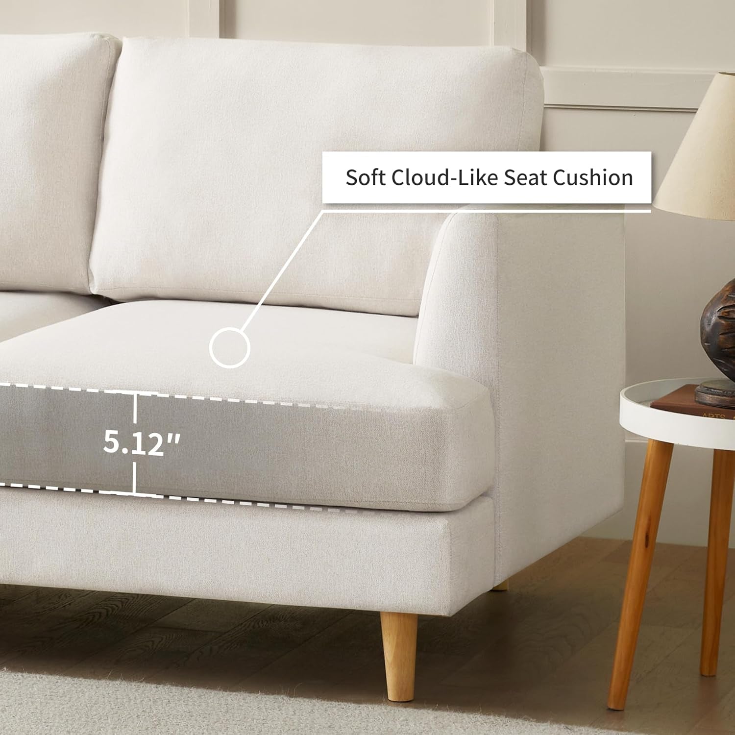 Loveseat Sofa 56", Small Couches for Small Spaces, Mid Century Love Seat Couches for Living Room, Upholstered 2-Seater Couch for Bedroom, Apartment, Beige