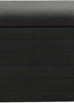 40-Inch Black Upholstered Chenille Fabric Storage Ottoman Bench for Bedroom and Living Room
