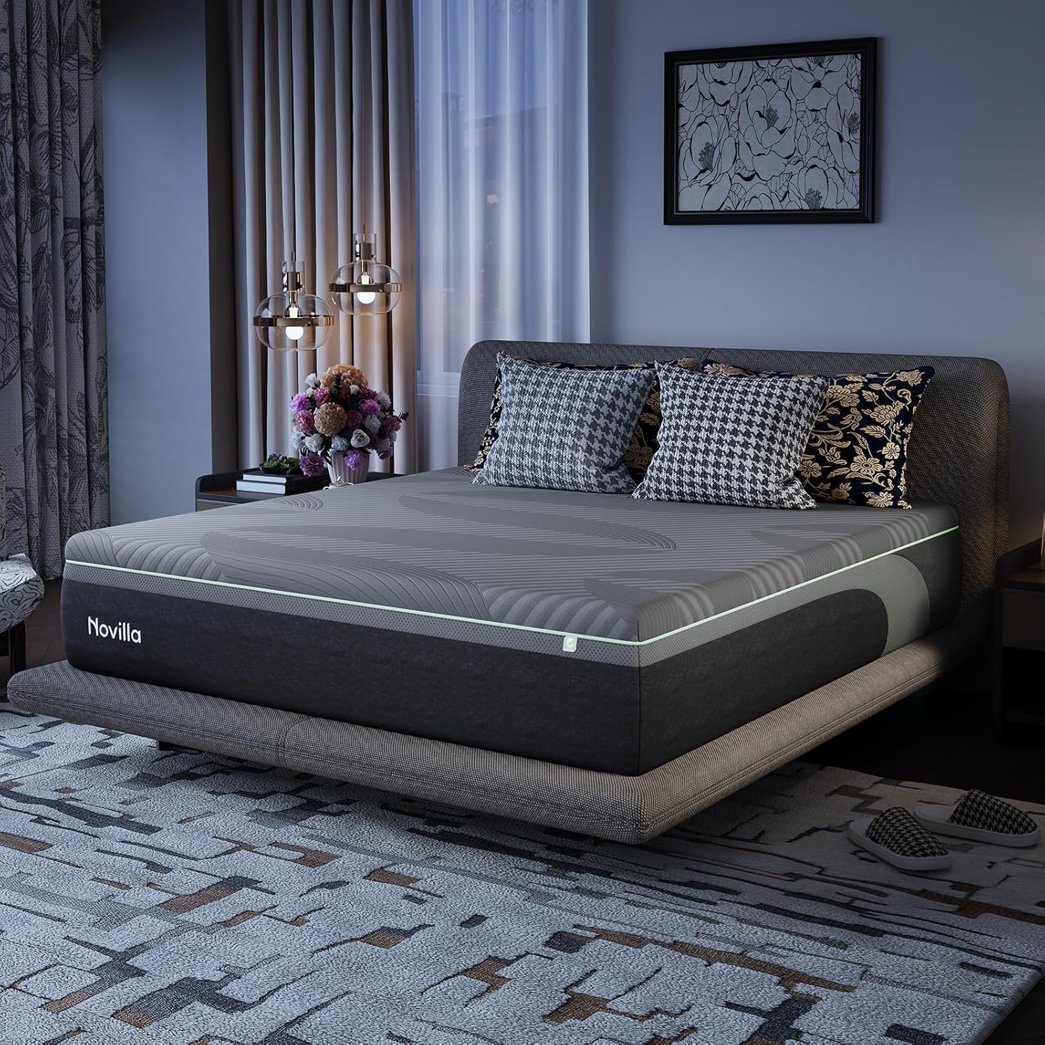 Airyflow King Size Mattress 14 Inch, Gel Memory Foam Mattress King for Cool Night & Spinal Alignment, Pressure Relief & Motion Isolation, Green Tea-Infused, Certipur-Us Certified, Medium Firm