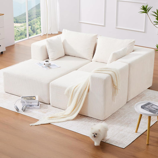 107'' Modular Sectional Sofa, L Shaped Cloud Couch for Living Room, Modern Boneless Sofa with Chaise for Bedroom, Beige