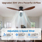 Low-Profile Ceiling Fan with Light - 52 Inch Flush Mount Modern Ceiling Fans with Remote Control/App, Dimmable 3CCT, 35W DC Motor, for Indoor Bedroom Living Room