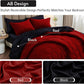 7 Pieces Queen Comforter Set, Reversible Bed in a Bag Queen Size, All Season Bedding Set with Comforter, Flat Sheet, Fitted Sheet, Pillowcases & Shams, Red & Black
