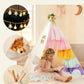 Teepee Tent for Kids, Toddler Teepee with Star Lights & Rainbow Tulle, Girls Princess Play Tent, Foldable Kids Teepee Tent for inside Playhouse Kid Toy Gift