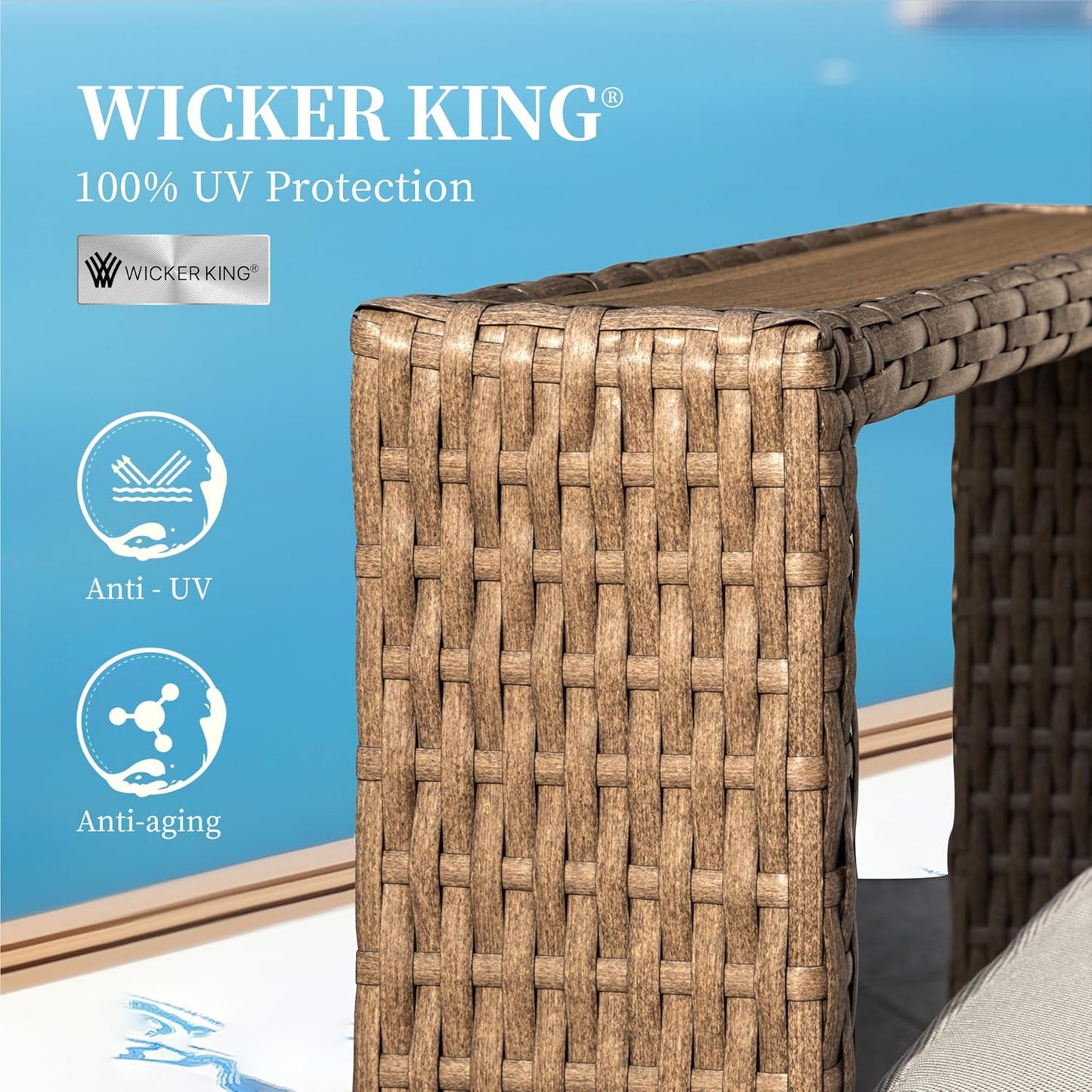 L Shaped Patio Furniture,Outdoor Rattan Wicker Sectional Sofa with 10''Ultra-Thick Cushions,All Weather Patio Conversation Set for Lawn Garden Backyard,Beige