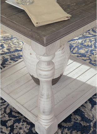 Havalance Farmhouse Rectangular End Table with Floor Shelf by Signature Design by Ashley, Vintage Gray and White Weathered Finish, 26" W x 24.13" D x 24" H