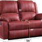 Zuriel Motion Loveseat in Red Synthetic Leather