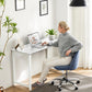 Computer Small Desk, 32 Inch Office Writing Work Study Student Home Bedroom Table with Metal Frame Wooden Tabletop No Wheels - White Wood