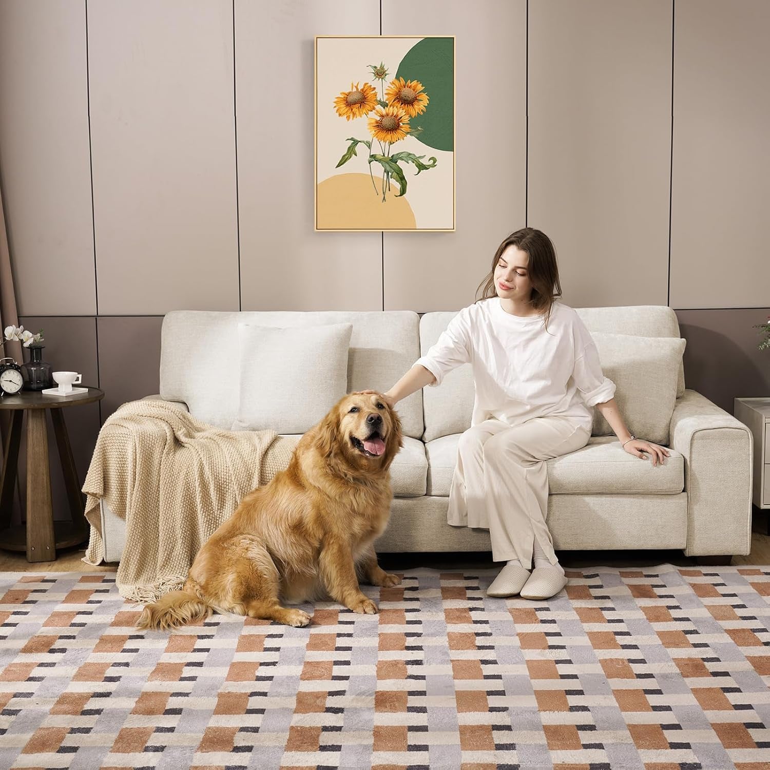 Modern Loveseat Sofa for Living Room,Chenille Recliner, Removable Cover, Spring Cushions, Solid Wood Frame, Easy Assembly for Small Spaces (71.25Inch，Beige)