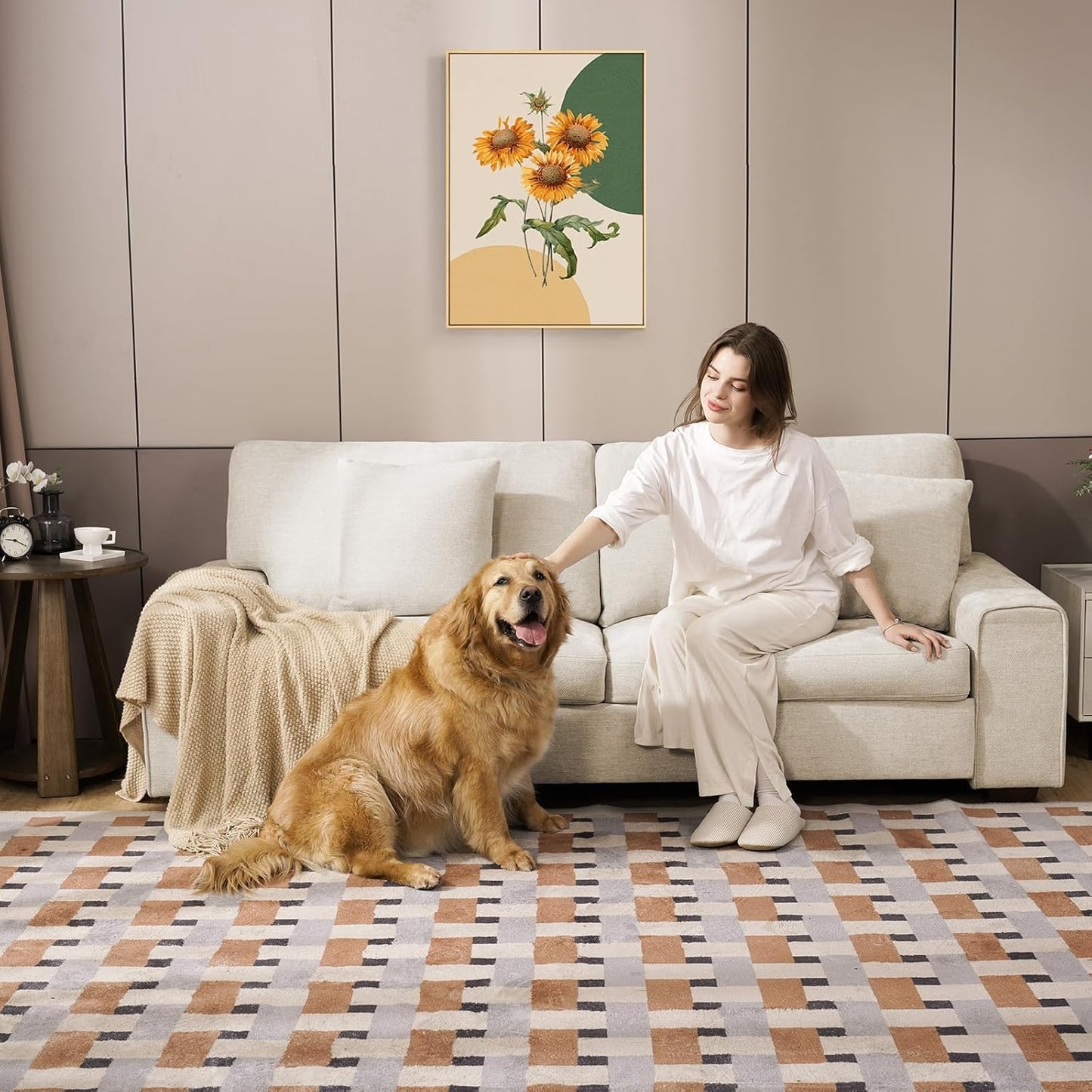 Modern Loveseat Sofa for Living Room,Chenille Recliner, Removable Cover, Spring Cushions, Solid Wood Frame, Easy Assembly for Small Spaces (88.58Inch，Beige)