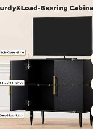 Contemporary Black Free-Standing Storage Cabinet Buffet for Living Room, Hallway, Entryway, and Dining Room
