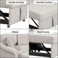 Chenille Convertible Sleeper Chair with Pillow & Adjustable Backrest, Adult 3 in 1 Lounger Sofa Turns into Chaise Lounge Recliner Single Bed for Living Room Balcony Bedroom Office, Beige