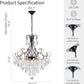 Crystal Chandelier 10-Light Pendant Ceiling Light Modern Lighting Fixture for Dining Room Hallway Bedroom Kitchen Bathroom, H 27.6" X W 22.8", E12 Base, Black