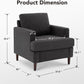 Mid-Century Accent Chair,Modern Linen Fabric Armchair for Living Room,Comfy Upholstered Reading Accent Chairs for Bedroom,Single Sofa Chair with Wood Legs (Dark Grey, 1 Pack)