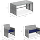 4-Piece Outdoor Wicker Patio Conversation Furniture Set for Backyard W/Coffee Table, Seat Cushions - Gray/Navy