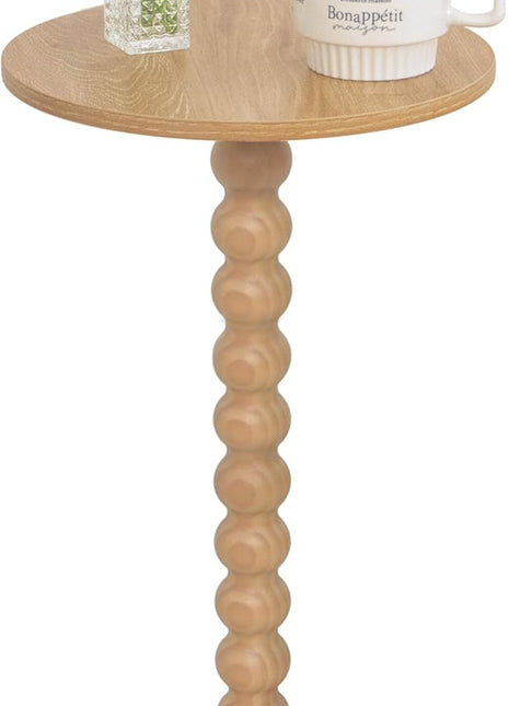 Contemporary Round Side Table for Compact Areas, Solid Wood Leg Martini Table for Living Room, Bedroom, and Office (Rustic Walnut Finish)