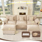 108" U Shaped Couch, Modular Sectional Sofa, 3-Seater Comfy Cloud Couch, Set of Modular Pieces with Movable Ottoman, Deep Seat Couches for Living Room, Chenille, Flat White