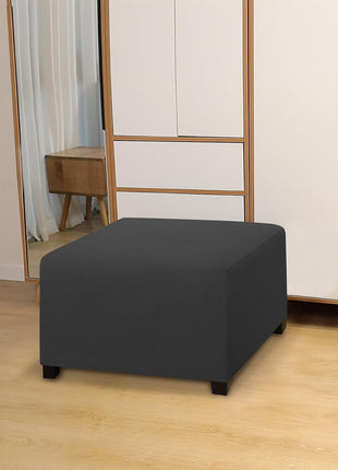 Dual Waterproof Stretch Ottoman Cover - 30"x30"x15" Square Folding Storage Stool Protector - Soft Slipcover for Living Room - Dark Gray